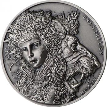 Preview: Saint Helena Una & the Lion 2 oz Silber 2024 Silver Antique finish